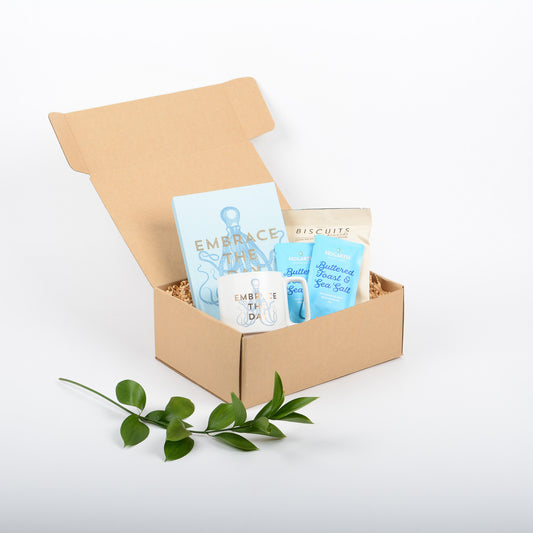 Kaft gift box with jouranla nd matching cup, chocolate and biscuits